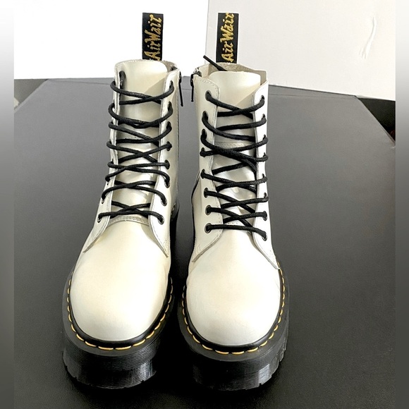 Dr. Martens Jadon Platform Lace Up Combat Boots White Leather Chunky Feminine - Picture 7 of 15